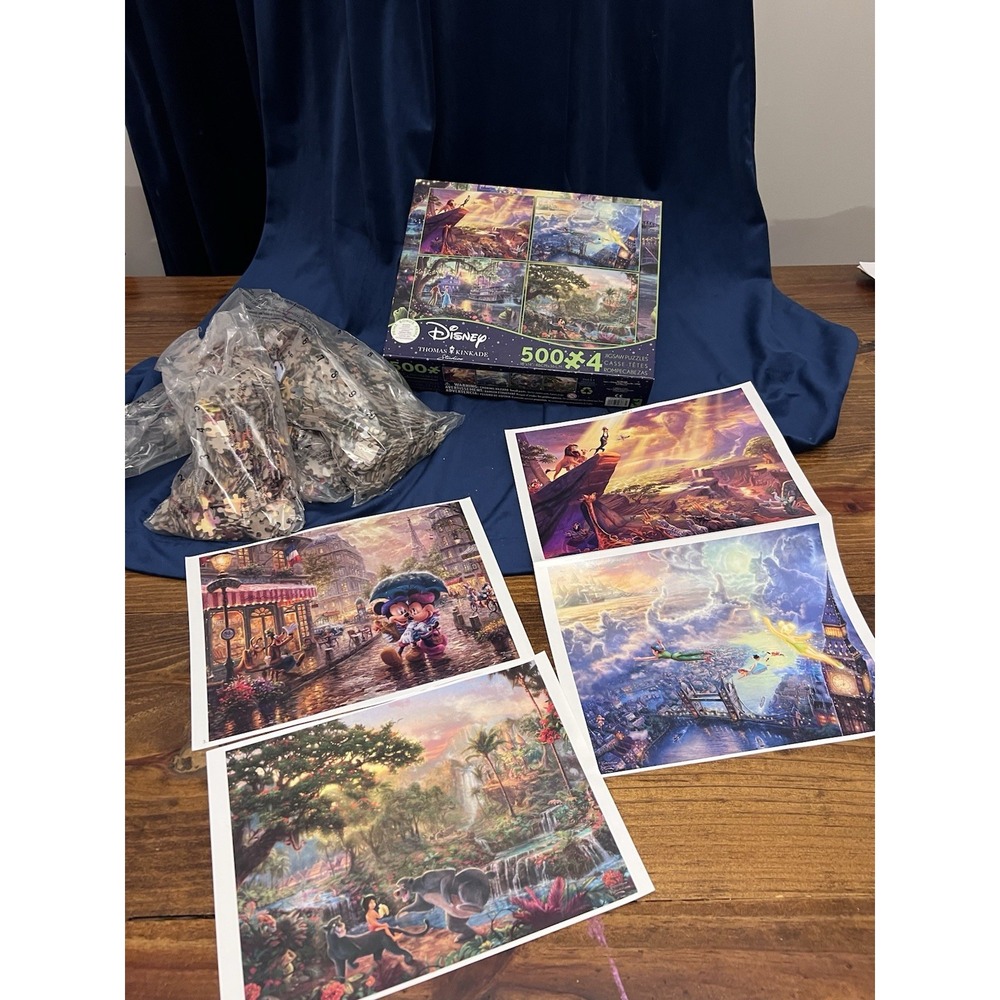 Thomas Kinkade Disney Jigsaw Puzzle Ceaco 3663-01 4 in 1 Multi-Pack 500 Pieces - Picture 1 of 6